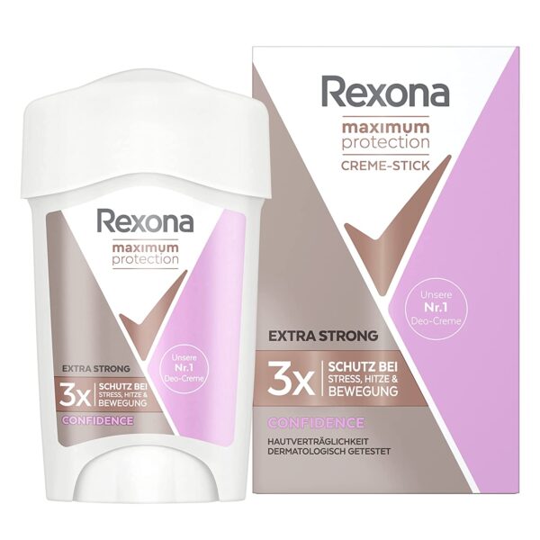 Rexona Maximum Protection Antiperspirant Deodorant Cream Confidence with 48 Hours Protection Against Strong Sweating and Body Odour 45 ml Pack of 1